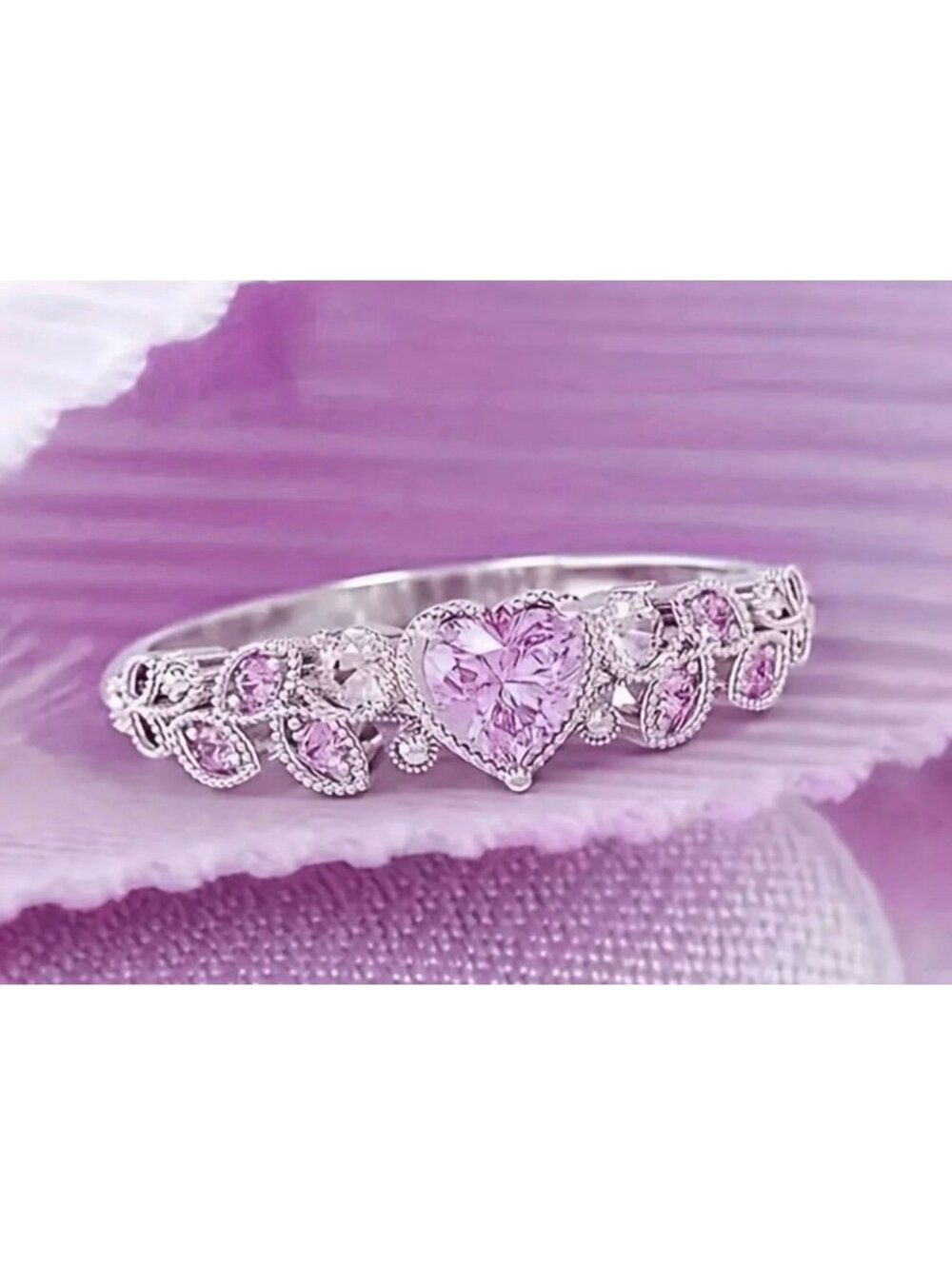 New - Silver/Pink Tourmaline - Beautifully Crafted Ring - Size 7